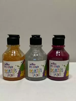 3 X 150ml GLITTER Paint Childrens Ready Mixed Non Toxic Kids Paints Bottles • £4.99