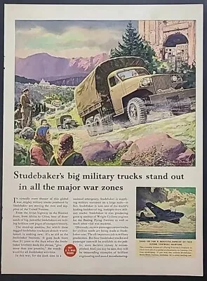 1943 Studebaker Military Trucks Vintage Magazine Print Ad WW2 10.5 X 14 • $6.75