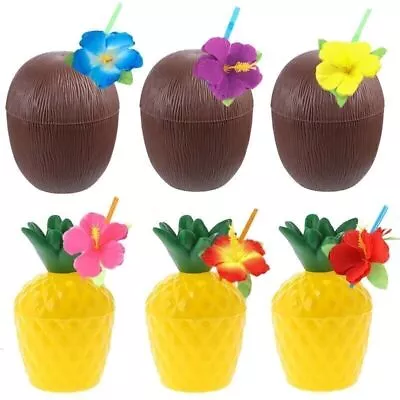 12Pcs Hawaiian Party Coconut Pineapple Cups Luau Party Summer Beach Party Bir UK • £11.22