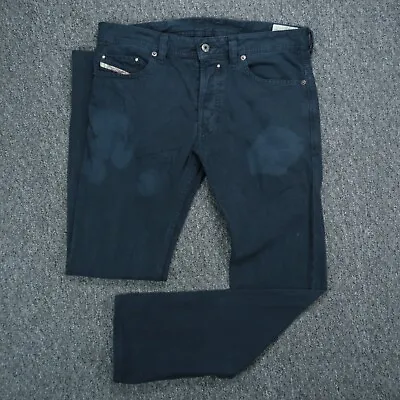 Diesel Jeans Mens 34x32 Blue Safado Slim Straight Dark Wash Button Fly • $45.80