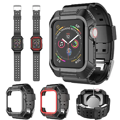 $7.98 • Buy For Apple Watch Series 7/SE/6/5/4 Martwatch Rugged Case With Band Strap 41/45mm