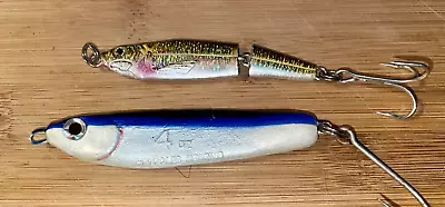 LUHR JENSEN CRIPPLED HERRING JIG LURE 4 Oz BLUE & Jointed Gold 1 3/4 Oz Unused! • $12.50