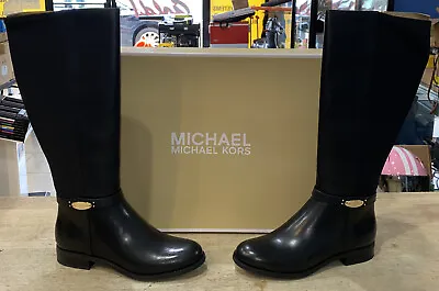 MICHAEL Michael Kors Finley Leather Riding Boots BLACK Size 7.5WS • $75