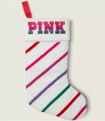 🎅 NWT Victoria's Secret PINK LIMITED EDITION SHERPA STOCKING HOLIDAY RAINBOW  • $9.99