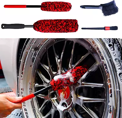 Complete Wheel Cleaning Kit: Professional 4-Pack Long Handle Brush Cleaner Set • $33.97