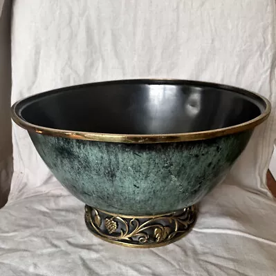 Vintage MCM Israel Maurice Ascalon Pal Bell Brass Bowl 11x6” Grapes Art Green • $250