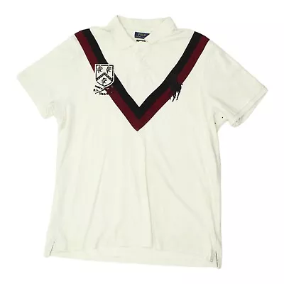 Polo Ralph Lauren Mens White Boathouse SS Rugby Polo Shirt | Vintage Designer • £30