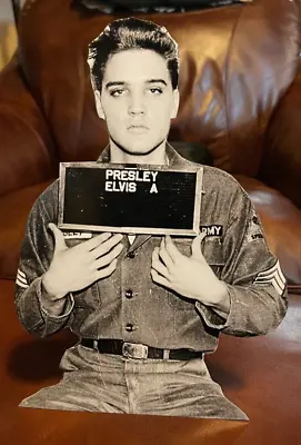 Elvis Presley 1950's  Black And White Army Photo  Tabletop Standee 10 1/4  Tall • $10.99