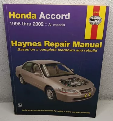 Haynes Honda Accord 1998 Thru 2002 Shop Repair Manual Book 42014 • $10