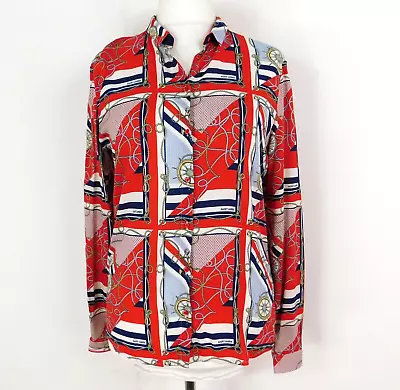 Saint James Red/Blue Shirt Size 10 Nautical Silky • £12.49