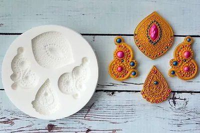 £11 • Buy Silicone Mould, Asian, Indian Jewels, Gems, Henna, Mehndi Motifs Bollywood M201