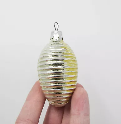 Vintage Hand Blown Mercury Glass Ribbed Chinese Lantern Xmas Ornament ~ 2-1/2  • $12.50