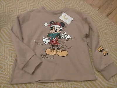 NEXT Girls Disney Minnie Mouse Beige Christmas Jumper Sweater 12 Years BNWT 🎅 • £12