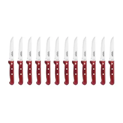NEW TRAMONTINA CHURRASCO GAUCHO RED STEAK KNIFE SET 12 Knives BBQ • $94.95