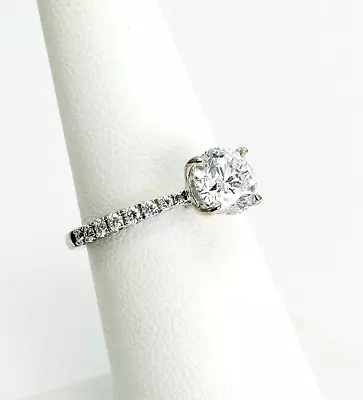 14K White Gold 1 Ct Round Lab Created Diamond Engagement Ring Sz 5.5 N84 • $1499