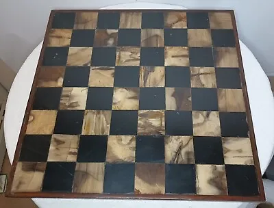 Vtg 1978 Hand Made Chess Board Resin & Wood Boarder Granite Marble Swirl Style  • $29.99