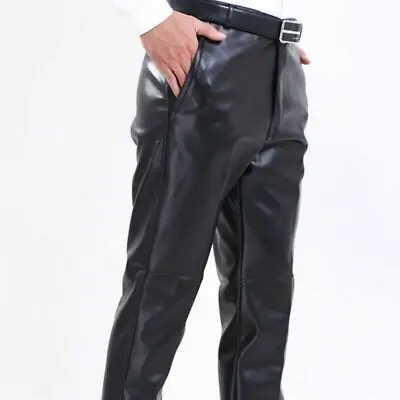 Men's Faux Leather Pant Straight Trousers Moto Biker Punk Rock Pants  • $21.60