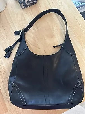 Vintage Coach Black Leather Hobo Saddle Shoulder Bag Purse F10280 • $120