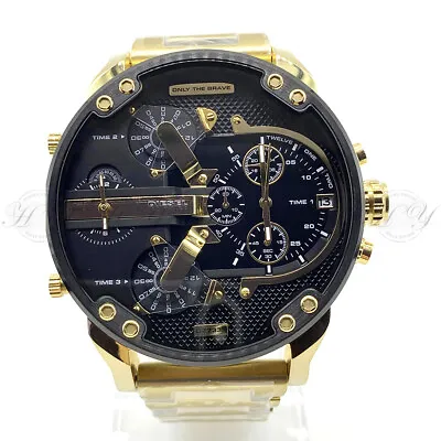 Diesel DZ7333 Mr. Daddy 2.0 Gold Tone Bracelet Chronograph Analog Men's Watch • $216