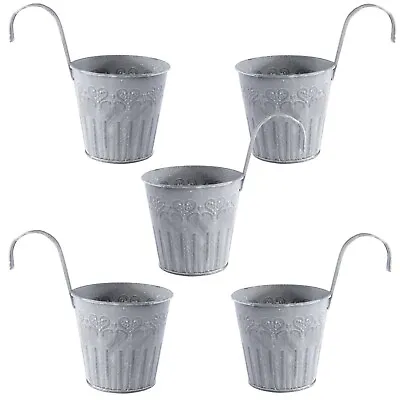 £8.99 • Buy Iron Hanging Flower Pots - Set Of 5 Hanging Fence Planters Garden Planter | M&W