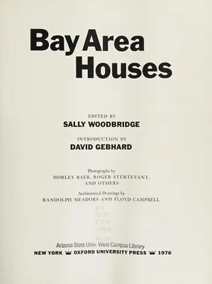 Bay Area Houses Sally Byrne Baer Morley Sturtevant Roger Wood • $11.60