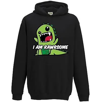 £21.95 • Buy I Am Rawrsome Dinosaur Hoodie Boys Kids Funny T-Rex Cool Dude Dino Cartoon L81