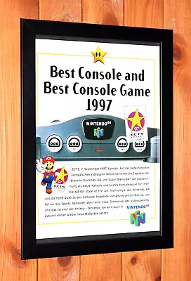 1997 Nintendo 64 (N64) Console Super Mario Small Promo Poster / Ad Page Framed • $39.58