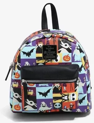 Nightmare Before Christmas Mini Backpack Character Grid Pattern Bag Disney NEW • $47