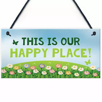 Novelty Garden Signs OUR HAPPY PLACE Summerhouse Signs Garden Shed Signs • £3.99