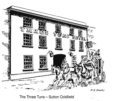 Sutton Coldfield - Three Tuns Coaching Inn - Artist Post Card • £1.25