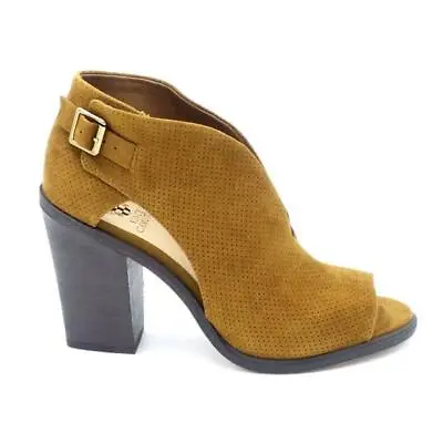 Vince Camuto Suede Front V-Cut Peep Toe Booties Kalei Pumpernickle • $31.99