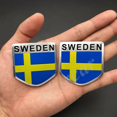 2x Aluminum Sweden Flag Car Emblem Badge Gift Saab Motorcycle Gas Tank Sticker • $7.90