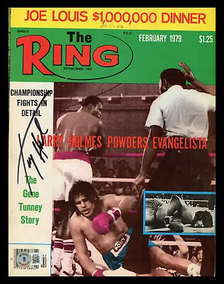 Larry Holmes Autographed Signed Ring Magazine Beckett BAS QR #BK08792 • $29