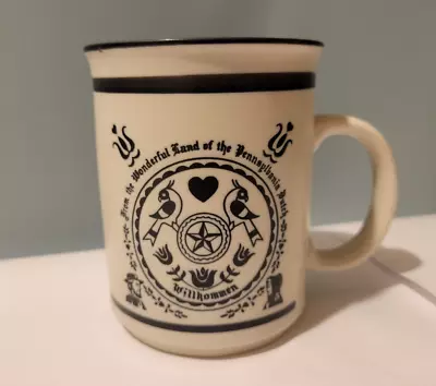 Pennsylvania Dutch Hex Symbols Coffee Mug Amish Good Luck | White & Purple • $10.99