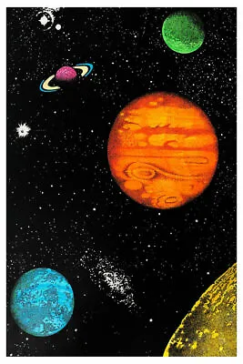 Planets - Blacklight Poster - 23x35 Flocked - 9312 • $15.95