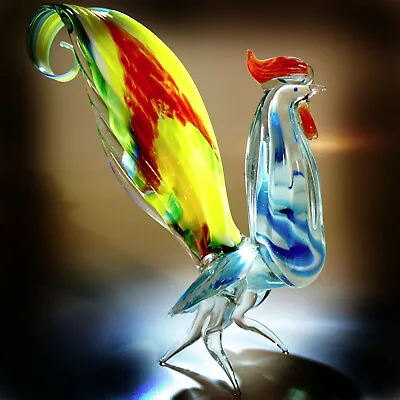 Art Glass Rooster Hand Blown Italian Sommerso Technique Rainbow Vintage Crystal • $74.98