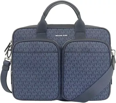 Michael Kors Cooper Signature Briefcase Laptop Bag IN Adml/pl Blue NEW • $168