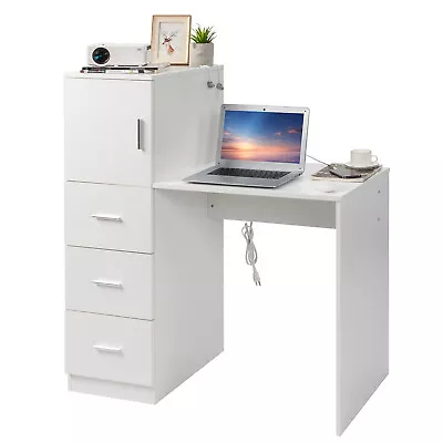 Pro Manicure Table Nail Desk Beauty Salon Desk W/ 3 Drawers And Charging Station • $99.98