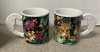 Pair (2) Vitromaster Rain Forest Mugs 754272 Jungle Tiger New • $15.99