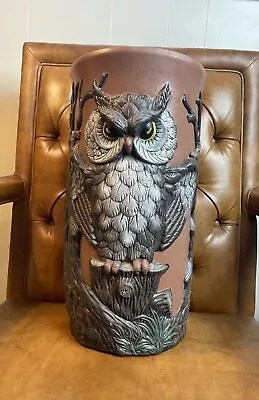 Mid Century Ceramic Owl Umbrella Cane Stand Holder Vase Vintage Nature Decor • $50