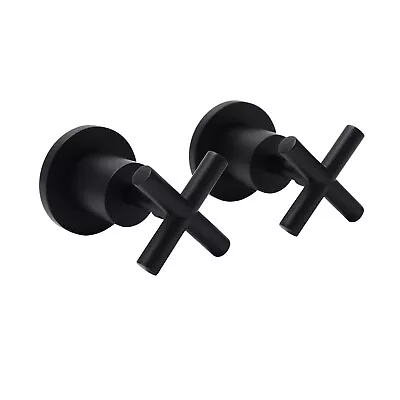 Matt Black 1/4 Turn Twin Taps Hot Cold Water Control Mixer For Bath Spout Shower • $70