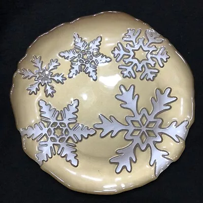 Vietri Silver & Gold Tone Snowflake Salad Plate Made In Turkey 8.25  • $19.99