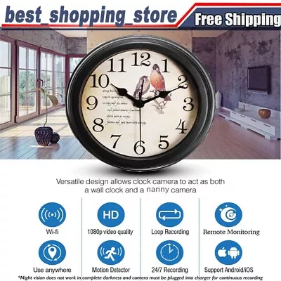 1080P WiFi Clock Camera Home Security Camera W/ Motion Detection Video Recorder • $64.89