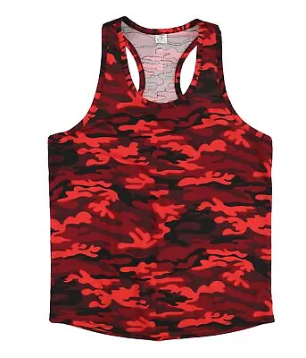 DRSKIN Mens Dry Fit Y-Back Mesh Muscle Tank Top Red Medium • $10.51
