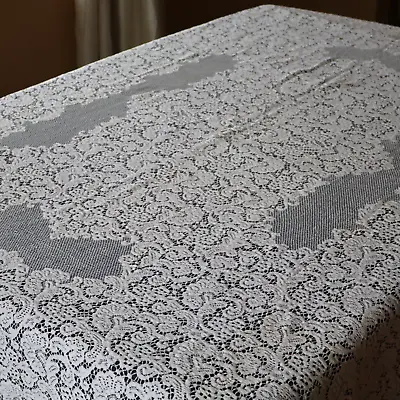 Vtg Quaker Lace Rect Tablecloth Creamy White Floral W Picot Edges 60 X 80  • $35.50