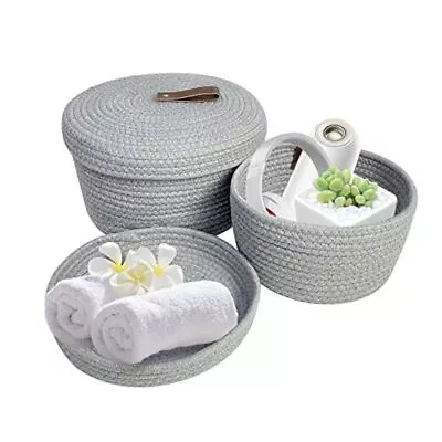  Small Basket With Lid 2pack- Decorative Baskets With Lids For Shelves And Grey • $41.54