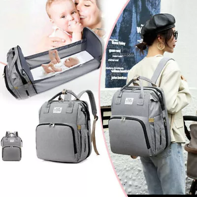 2in1 Diaper Bag Backpack Mommy Bag Nappy Bag & Baby Crib For Mom Dad Maternity • £44.28