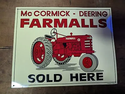 Vintage Red Mccormick Deering Parts Service Tractor IH Farmall H Sign 14x11 • $28