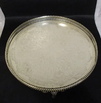 Vintage Mayell Queen Anne Silver Plated (EP On Steel) Round Tray On Legs • £9.99