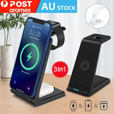 $8.95 • Buy Wireless Charger Dock Charging Station 3 In 1 For Apple Watch IPhone 13 12 11 XS